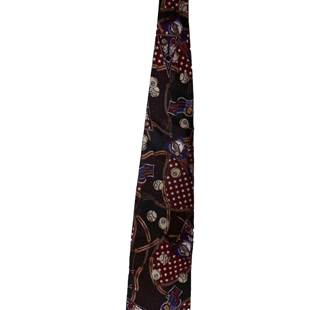 VTG Burberry London Tie with Baseball Theme 100% Silk - Picture 7 of 10